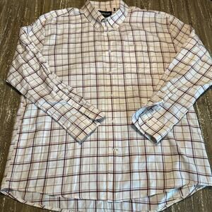 Barbour Plaid Flannel Cream Brown Long Sleeve Casual Dress Shirt Men’s Size XL